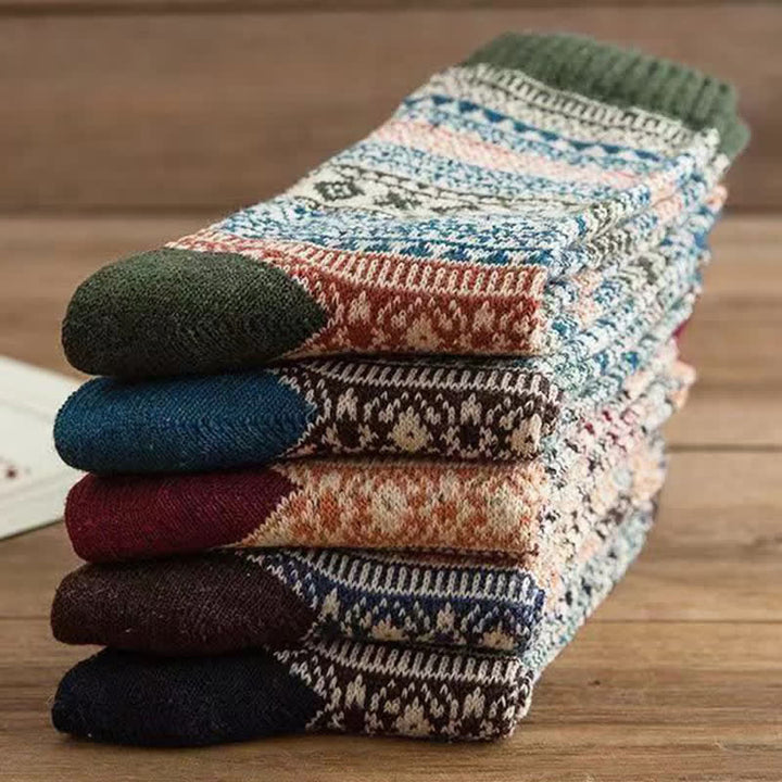 Men's Ethnic Style  Small Diamond Pattern Crew Socks - image 1