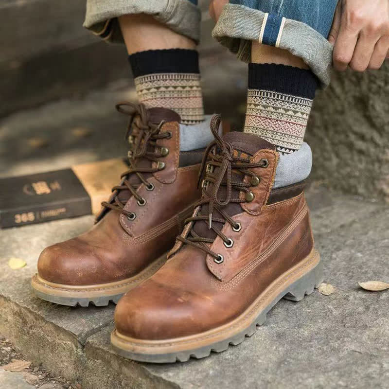 Men's Ethnic Style  Small Diamond Pattern Crew Socks - image 8