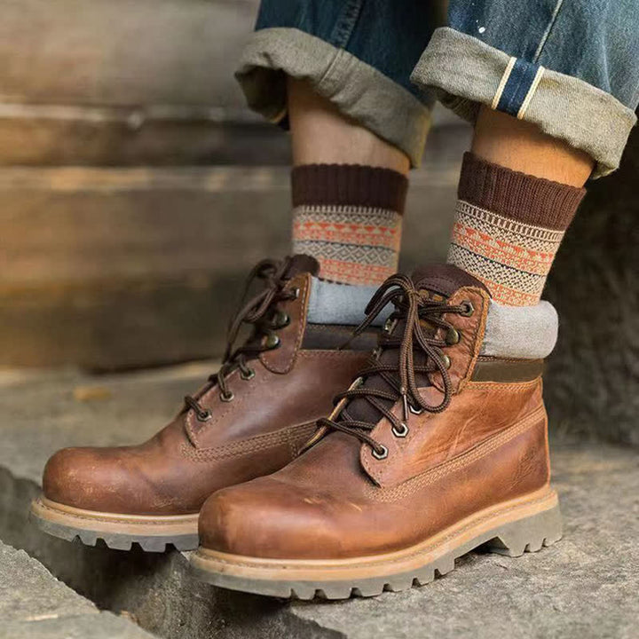 Men's Ethnic Style  Small Diamond Pattern Crew Socks - image 9