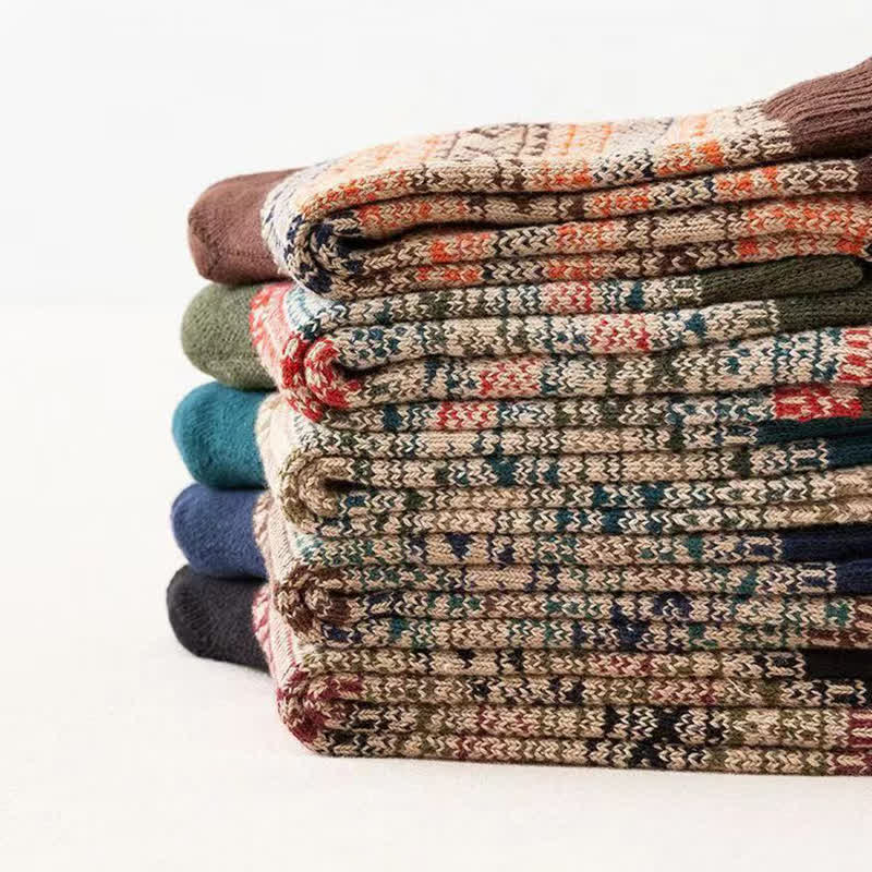 Men's Ethnic Style  Small Diamond Pattern Crew Socks - image 5