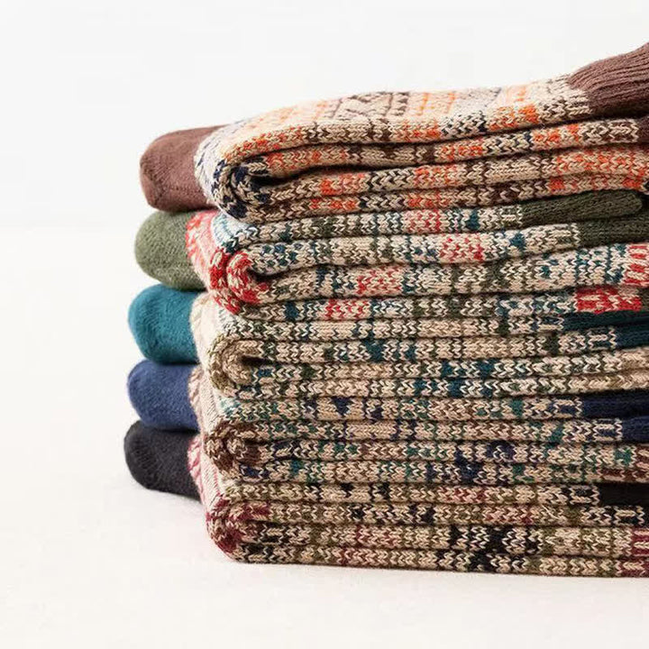 Men's Ethnic Style  Small Diamond Pattern Crew Socks - image 5