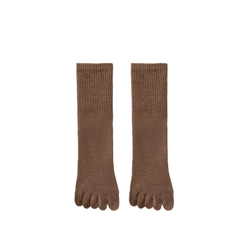 Men's Leisure Split-Toe Wool Blend Athletic Crew Socks - Coffee - 6 Pairs - One Size (US 6.5 - US 10.5) - image 17
