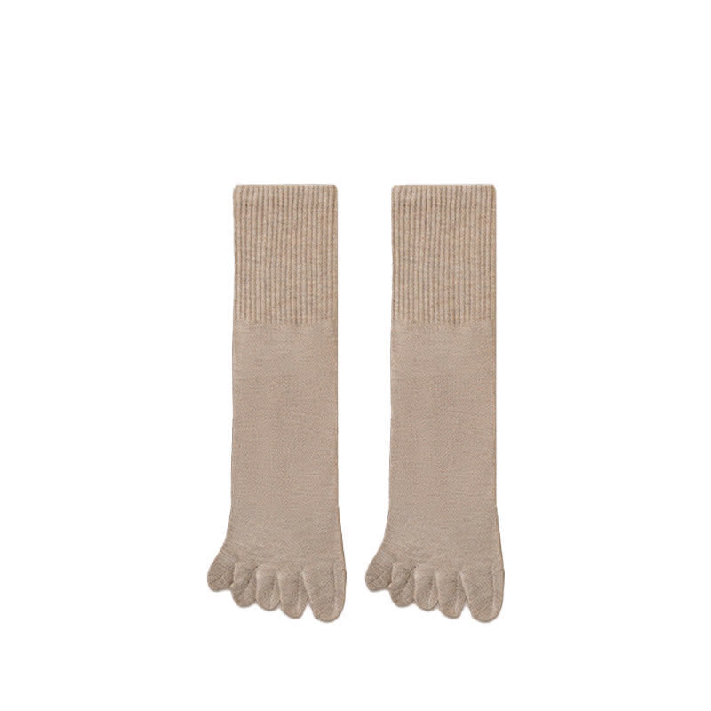 Men's Leisure Split-Toe Wool Blend Athletic Crew Socks - Khaki - 6 Pairs - One Size (US 6.5 - US 10.5) - image 8