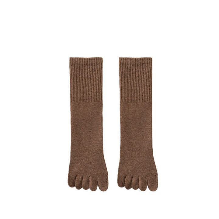 Men's Leisure Split-Toe Wool Blend Athletic Crew Socks - Coffee - 6 Pairs - One Size (US 6.5 - US 10.5) - image 17