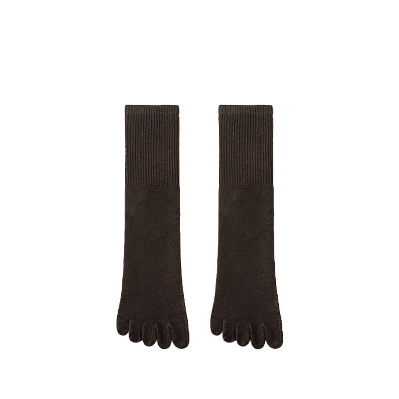 Men's Leisure Split-Toe Wool Blend Athletic Crew Socks - Dark Coffee - 6 Pairs - One Size (US 6.5 - US 10.5) - image 18