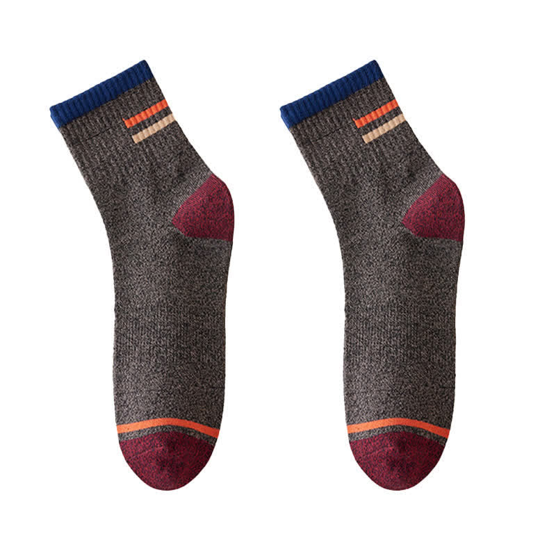 Men's Trendy Striped Pattern Crew Socks - Dark Coffee - 6 Pairs - One Size (US 6.5 - US 10) - image 13