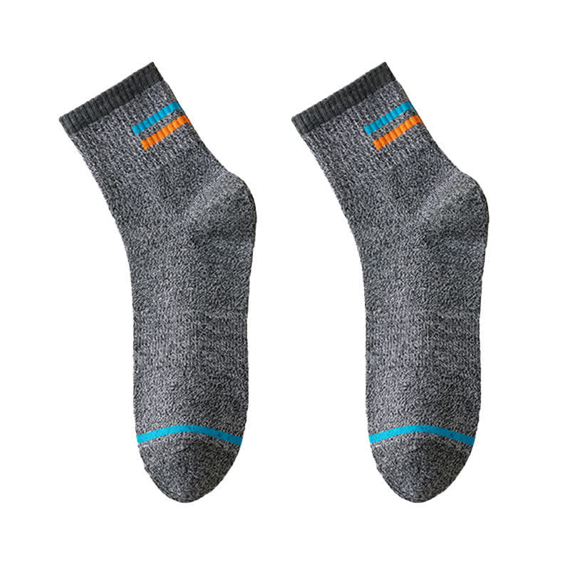 Men's Trendy Striped Pattern Crew Socks - Gray - 6 Pairs - One Size (US 6.5 - US 10) - image 6