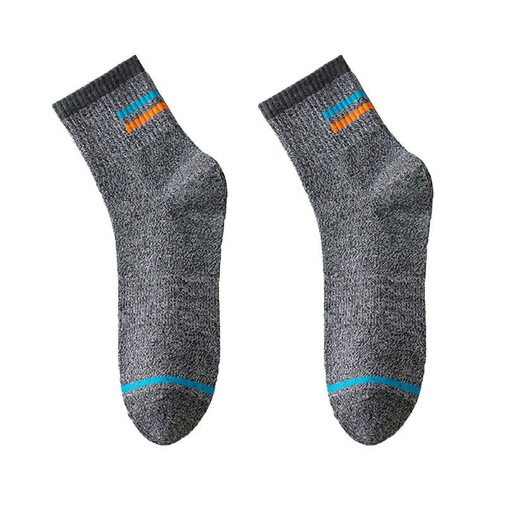 Men's Trendy Striped Pattern Crew Socks - Gray - 6 Pairs - One Size (US 6.5 - US 10) - image 6