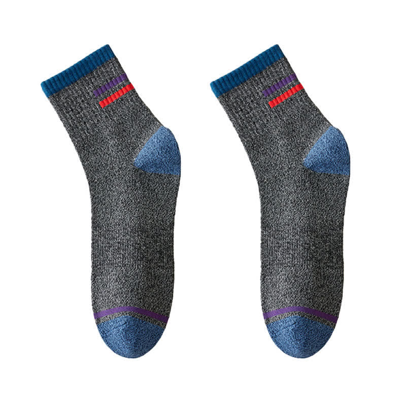 Men's Trendy Striped Pattern Crew Socks - Dark Gray - 6 Pairs - One Size (US 6.5 - US 10) - image 12