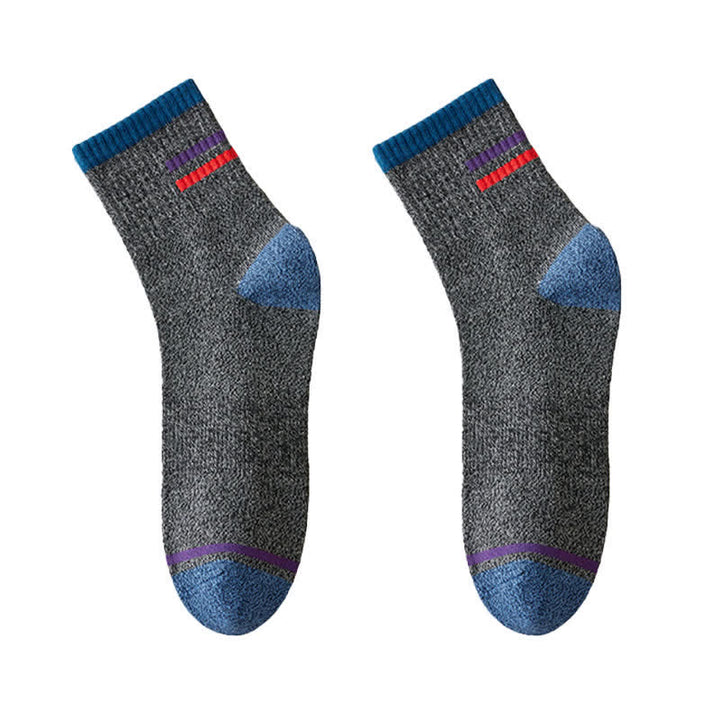 Men's Trendy Striped Pattern Crew Socks - Dark Gray - 6 Pairs - One Size (US 6.5 - US 10) - image 12