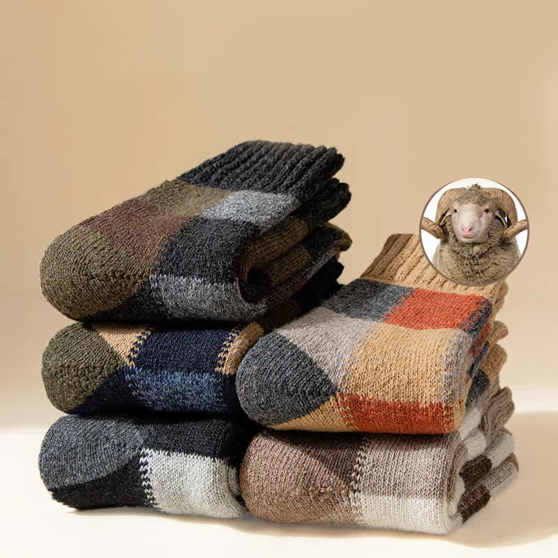 Color-Blocking Wool Thickening Crew Socks - image 1