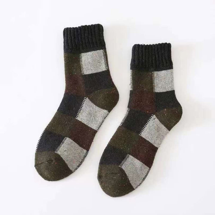 Color-Blocking Wool Thickening Crew Socks - Dark Gray - 6 Pairs - One Size (US 6 - US 10) - image 5
