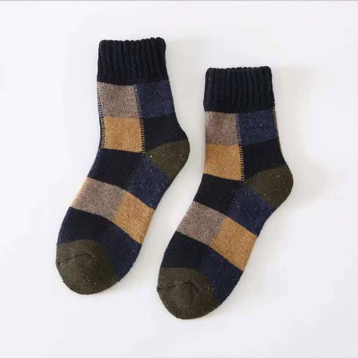 Color-Blocking Wool Thickening Crew Socks - Navy & Black - 6 Pairs - One Size (US 6 - US 10) - image 4
