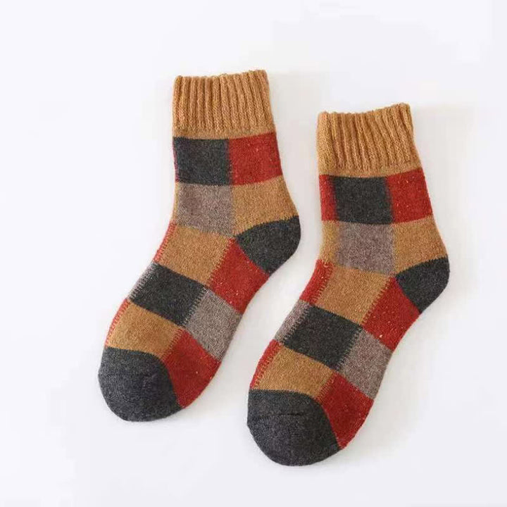 Color-Blocking Wool Thickening Crew Socks - Orange & Yellow - 6 Pairs - One Size (US 6 - US 10) - image 2