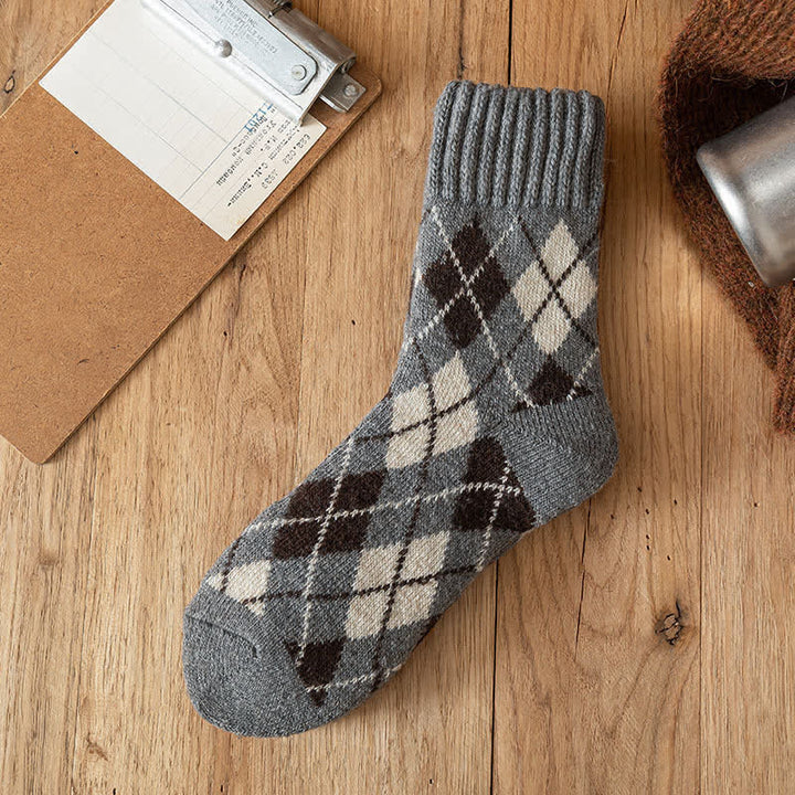 Men's British Style Diamond Argyle Crew Socks - Gray - 6 Pairs - One Size (US 6.5 - US 10) - image 11