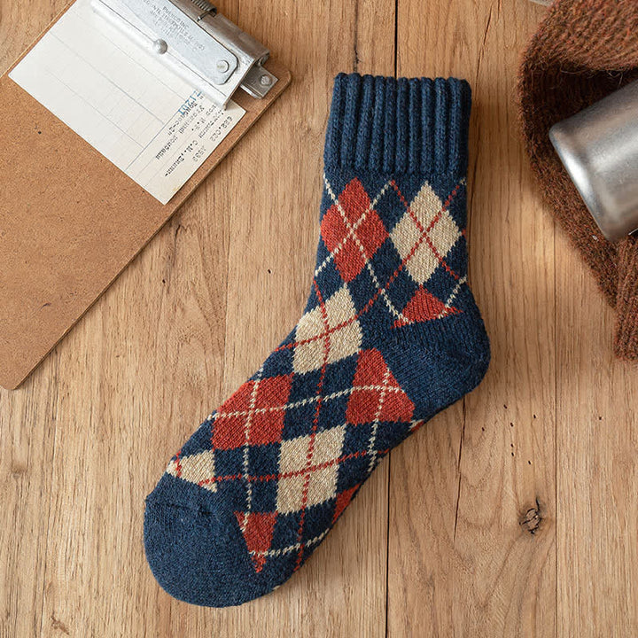 Men's British Style Diamond Argyle Crew Socks - Navy - 6 Pairs - One Size (US 6.5 - US 10) - image 10