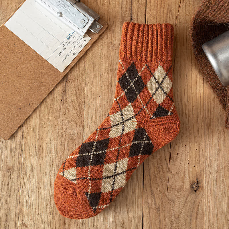 Men's British Style Diamond Argyle Crew Socks - Orange - 6 Pairs - One Size (US 6.5 - US 10) - image 8