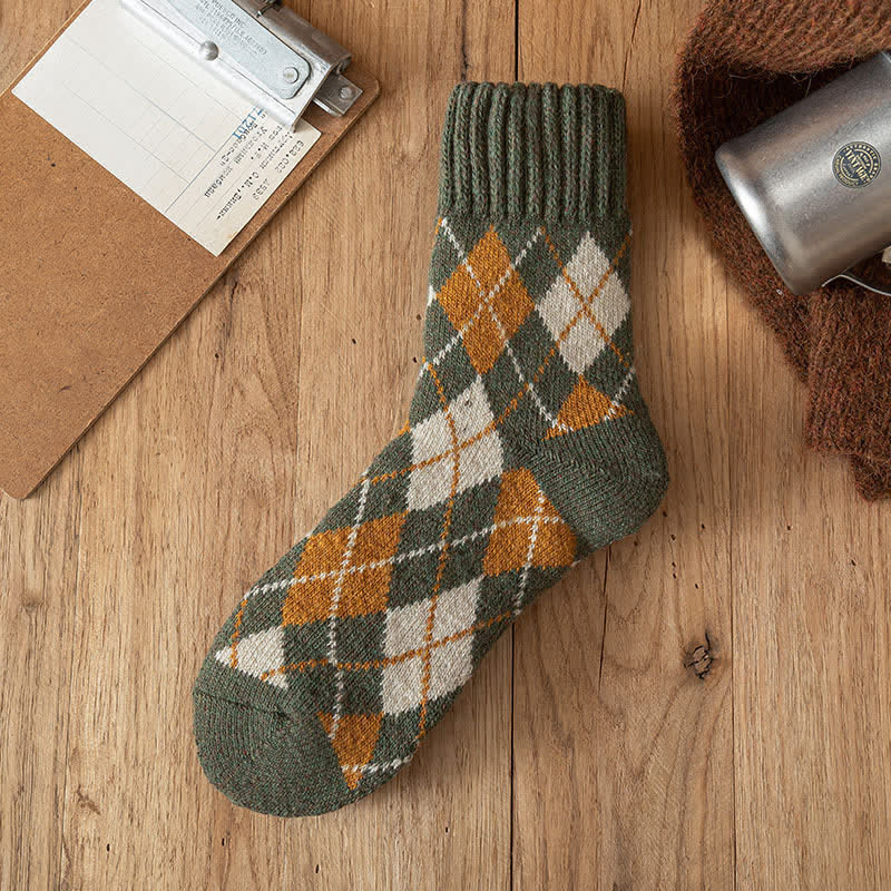 Men's British Style Diamond Argyle Crew Socks - Green - 6 Pairs - One Size (US 6.5 - US 10) - image 9