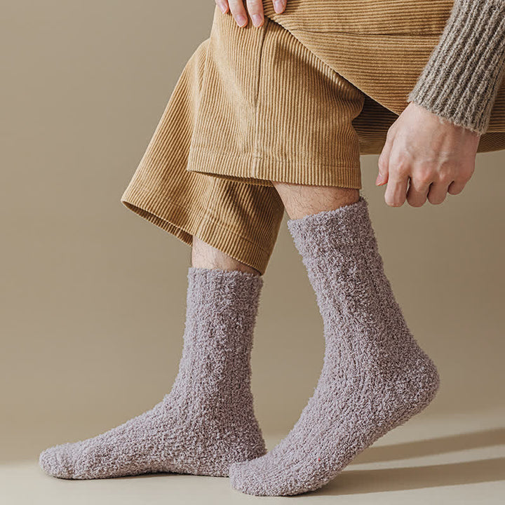 Solid Color Twisted Fuzzy Coral Fleece Sleep Crew Socks - image 14