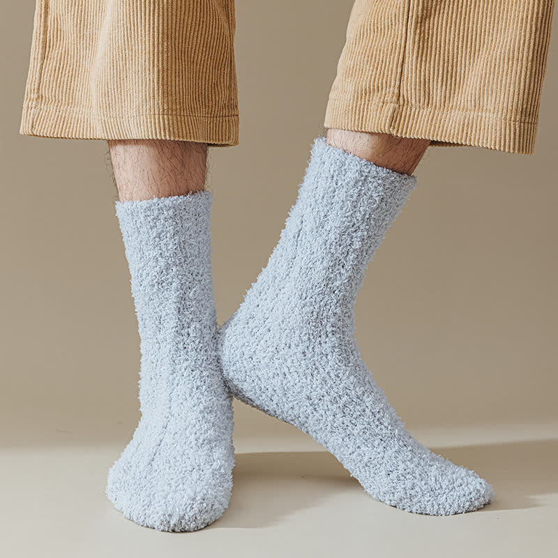 Solid Color Twisted Fuzzy Coral Fleece Sleep Crew Socks - image 8