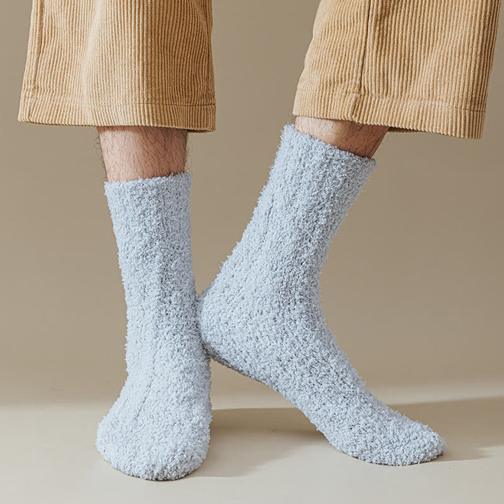 Solid Color Twisted Fuzzy Coral Fleece Sleep Crew Socks - image 8