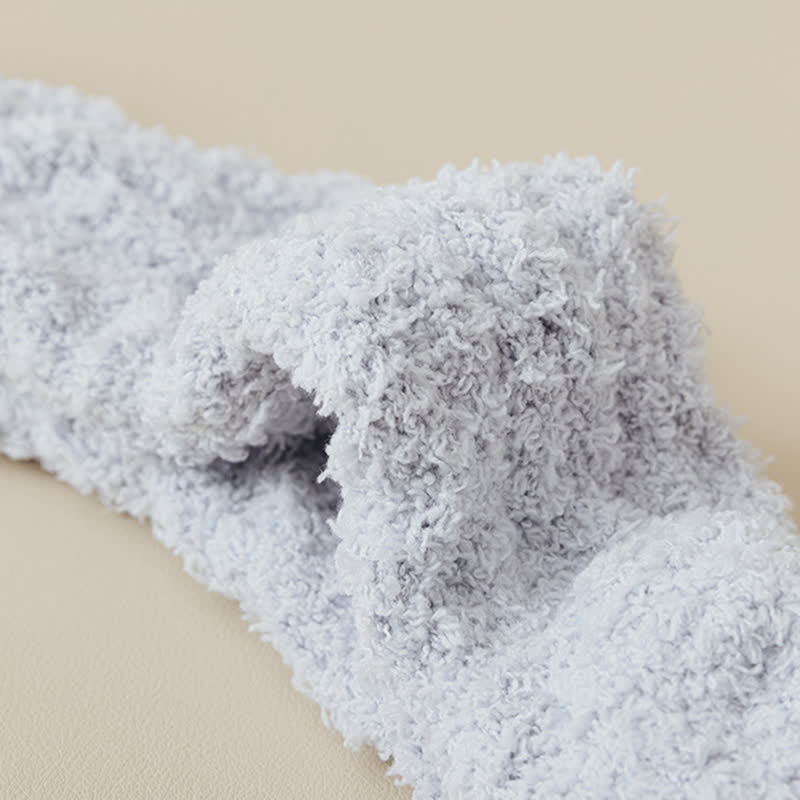 Solid Color Twisted Fuzzy Coral Fleece Sleep Crew Socks - image 11