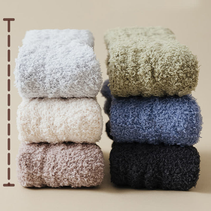 Solid Color Twisted Fuzzy Coral Fleece Sleep Crew Socks - image 4