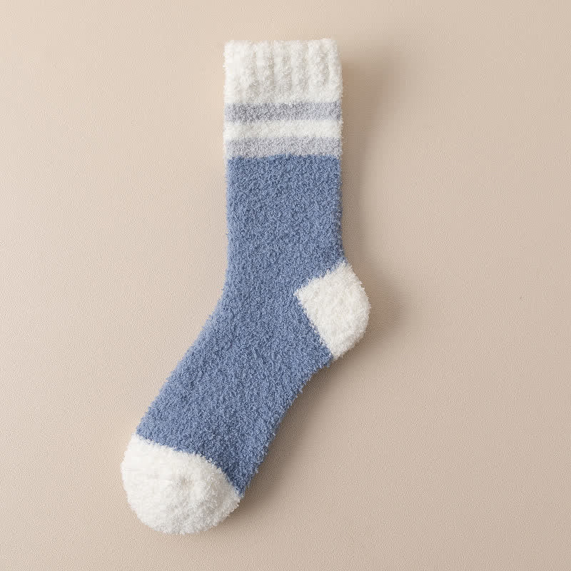 Men's Gentle Striped Fuzzy Coral Fleece Sleep Crew Socks - Blue - 6 Pairs - One Size (US 6.5 - US 10) - image 13