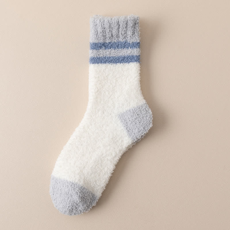 Men's Gentle Striped Fuzzy Coral Fleece Sleep Crew Socks - White - 6 Pairs - One Size (US 6.5 - US 10) - image 15