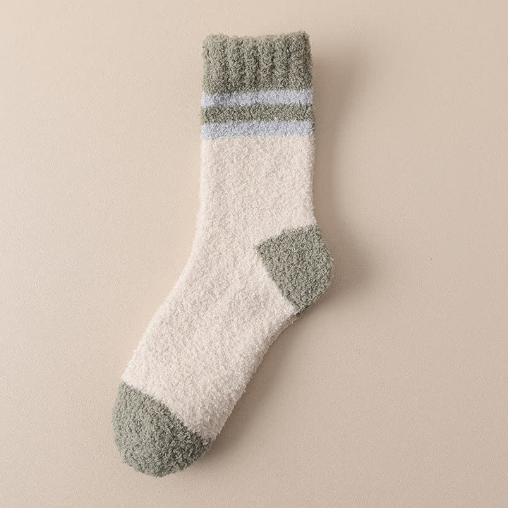 Men's Gentle Striped Fuzzy Coral Fleece Sleep Crew Socks - Green - 6 Pairs - One Size (US 6.5 - US 10) - image 5