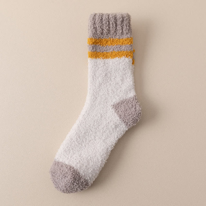 Men's Gentle Striped Fuzzy Coral Fleece Sleep Crew Socks - Camel - 6 Pairs - One Size (US 6.5 - US 10) - image 2