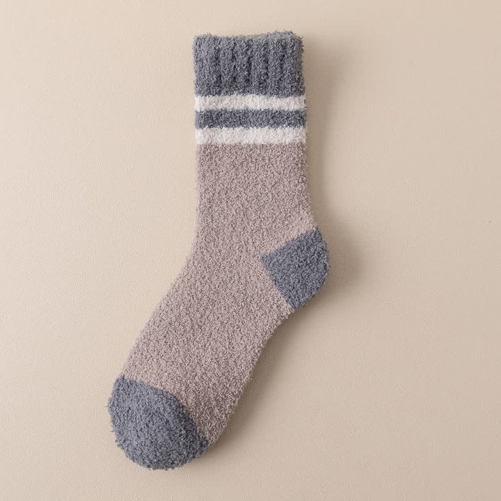 Men's Gentle Striped Fuzzy Coral Fleece Sleep Crew Socks - Coffee - 6 Pairs - One Size (US 6.5 - US 10) - image 12
