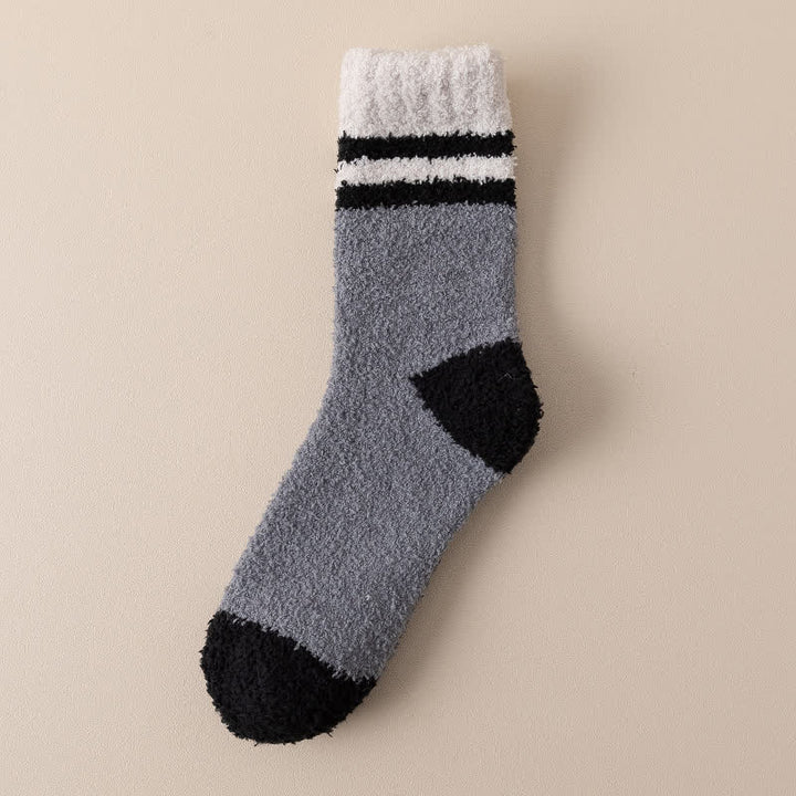 Men's Gentle Striped Fuzzy Coral Fleece Sleep Crew Socks - Dark Gray - 6 Pairs - One Size (US 6.5 - US 10) - image 8