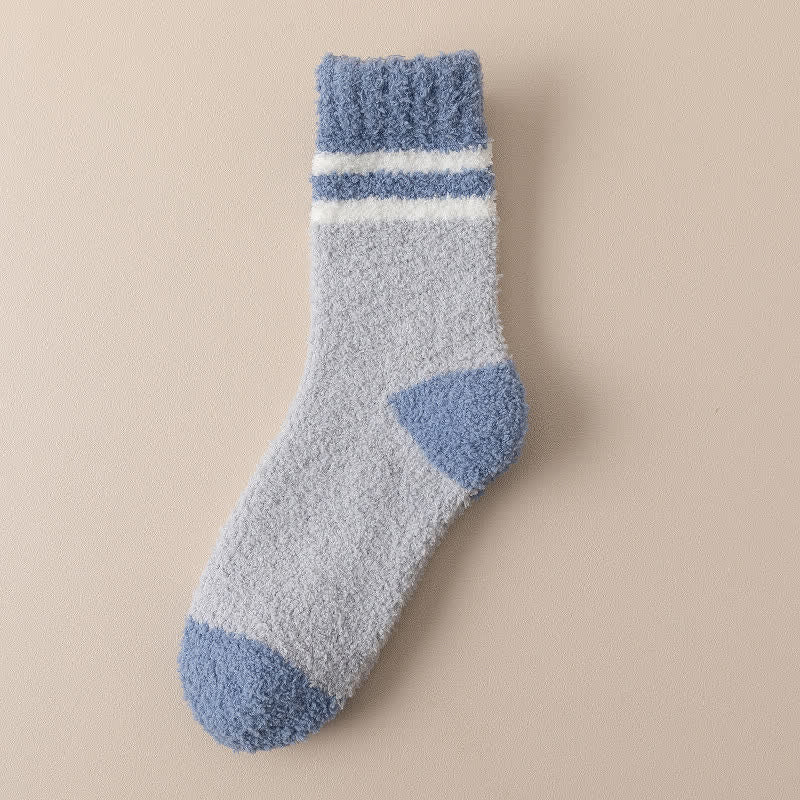 Men's Gentle Striped Fuzzy Coral Fleece Sleep Crew Socks - Gray & Blue - 6 Pairs - One Size (US 6.5 - US 10) - image 14