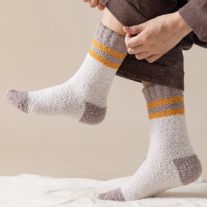 Men's Gentle Striped Fuzzy Coral Fleece Sleep Crew Socks - image 0
