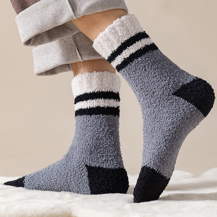 Men's Gentle Striped Fuzzy Coral Fleece Sleep Crew Socks - image 9