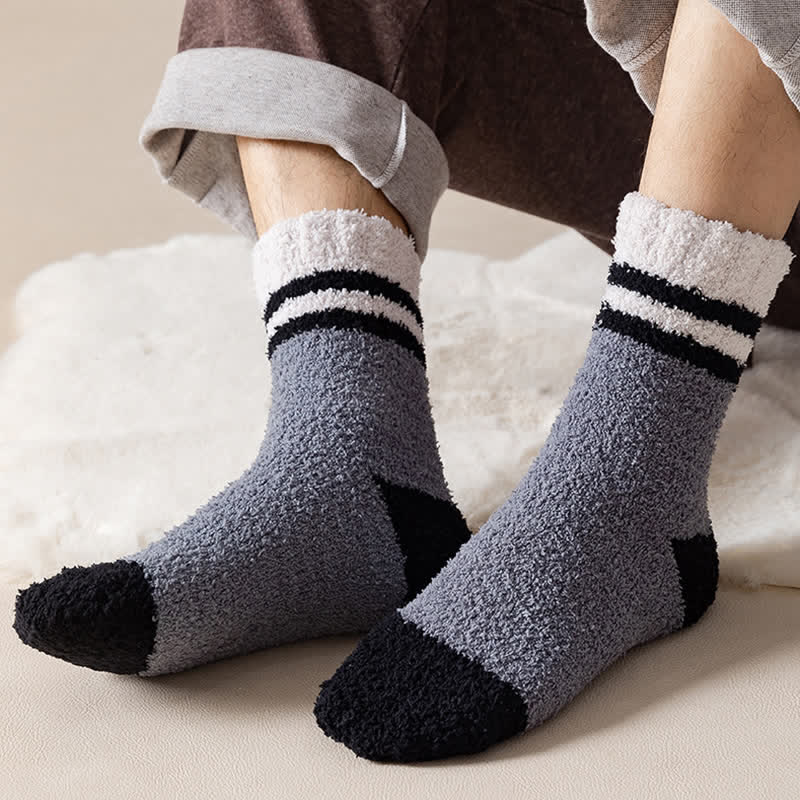 Men's Gentle Striped Fuzzy Coral Fleece Sleep Crew Socks - image 10