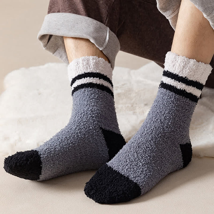 Men's Gentle Striped Fuzzy Coral Fleece Sleep Crew Socks - image 10