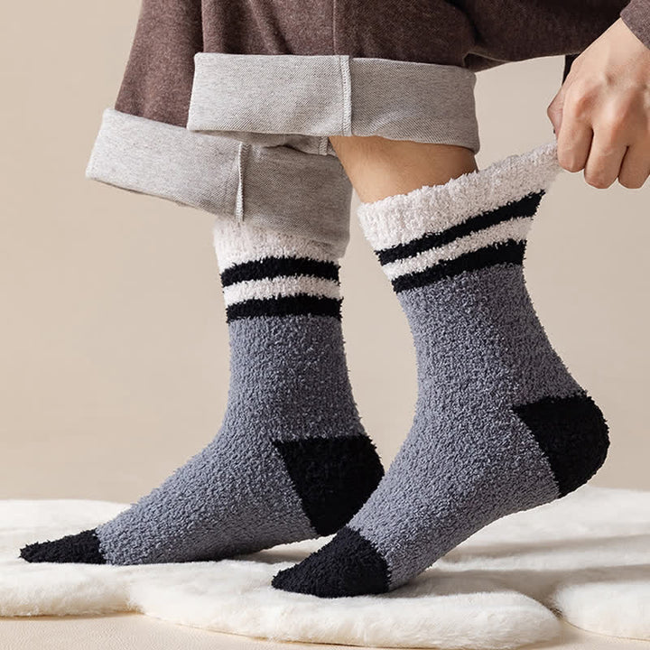 Men's Gentle Striped Fuzzy Coral Fleece Sleep Crew Socks - image 11