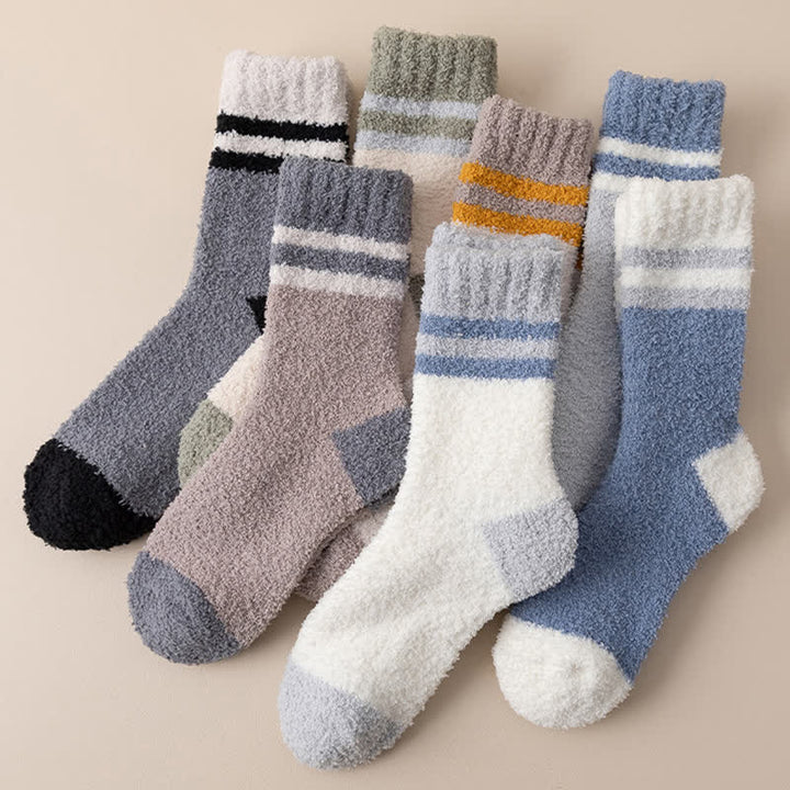 Men's Gentle Striped Fuzzy Coral Fleece Sleep Crew Socks - image 1
