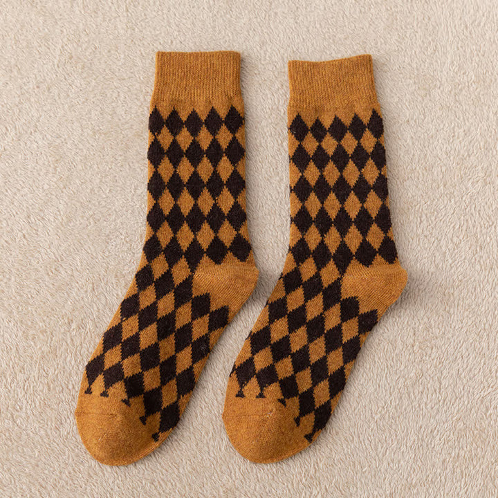 Women's Argyle Warm Thermal Aesthetic Crew Socks - Yellow - 6 Pairs - One Size (US 5.5 - US 8.5) - image 11