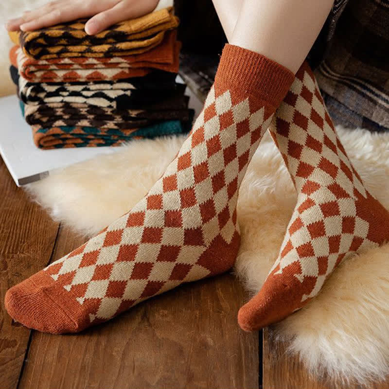 Women's Argyle Warm Thermal Aesthetic Crew Socks - image 7