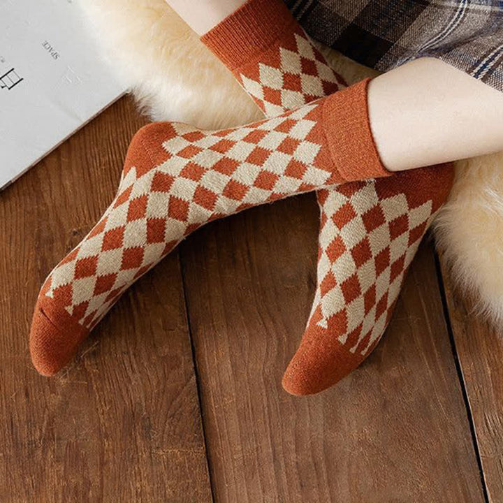 Women's Argyle Warm Thermal Aesthetic Crew Socks - image 6