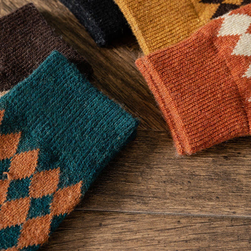 Women's Argyle Warm Thermal Aesthetic Crew Socks - image 4