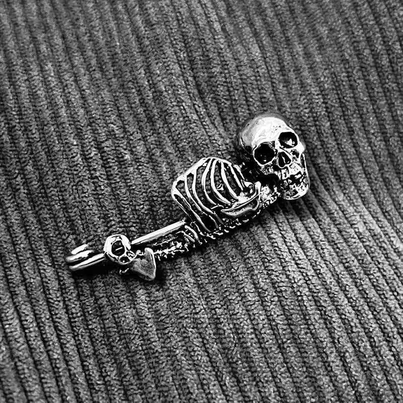 Dark Elegance Mystic Skull Brooch - Antique Silver - image 5