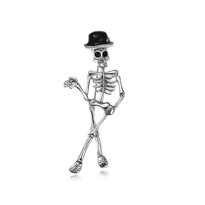 Horror Cool Sketelon Skull Enamel Hat Brooch - Black - image 10