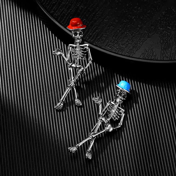 Horror Cool Sketelon Skull Enamel Hat Brooch - image 5