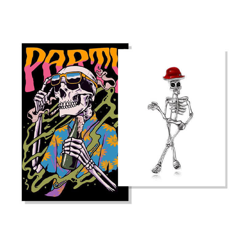 Horror Cool Sketelon Skull Enamel Hat Brooch - image 3
