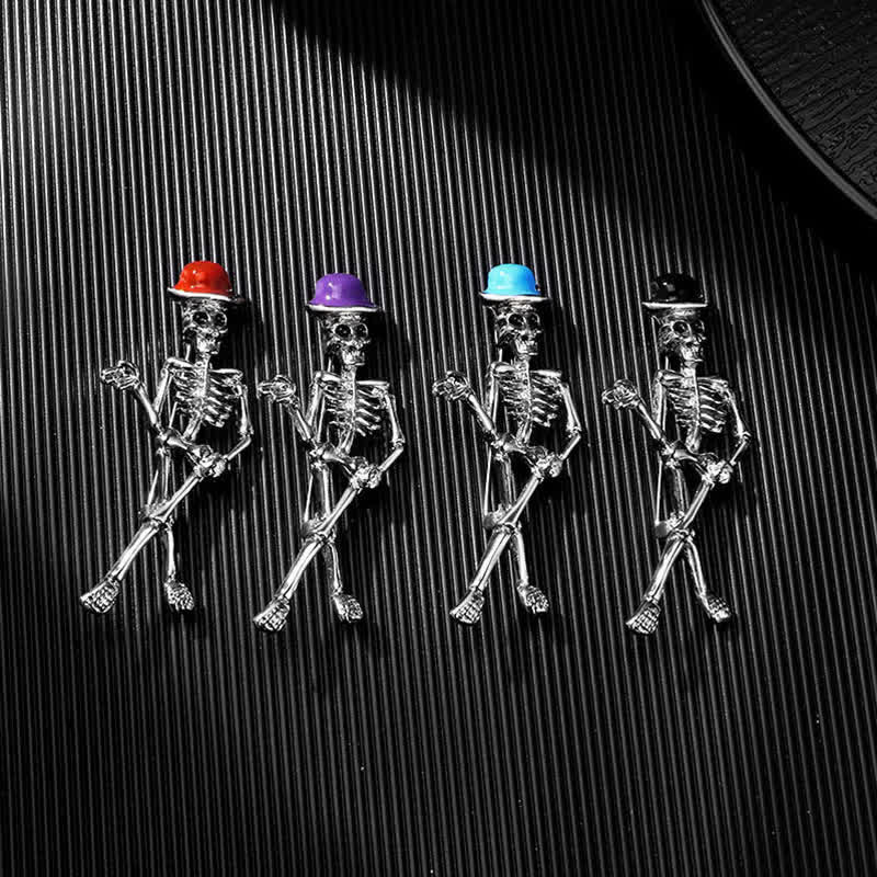 Horror Cool Sketelon Skull Enamel Hat Brooch - image 0