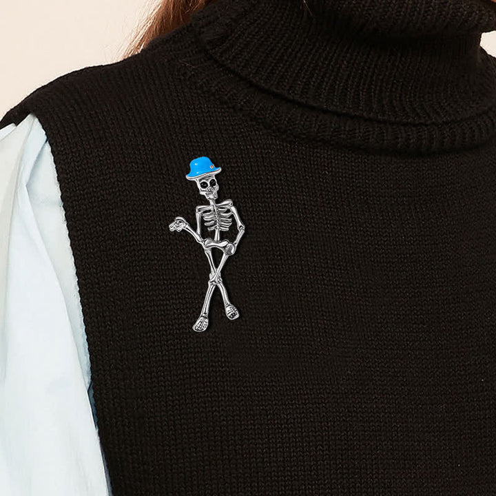Horror Cool Sketelon Skull Enamel Hat Brooch - image 1